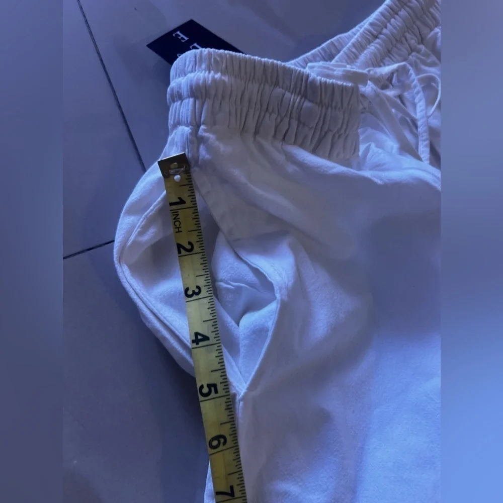 Cargo pants sample Nancy-R women cargo pants white elastic waist tie cotton
